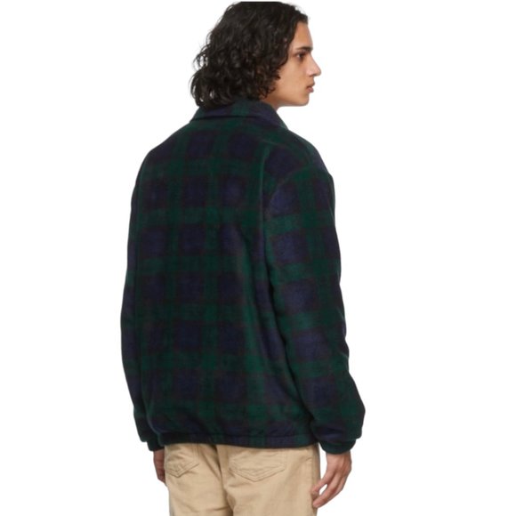 Polo Ralph Lauren Navy & Green Fleece Check Jacket, Large Size, NWT - Picture 4 of 12